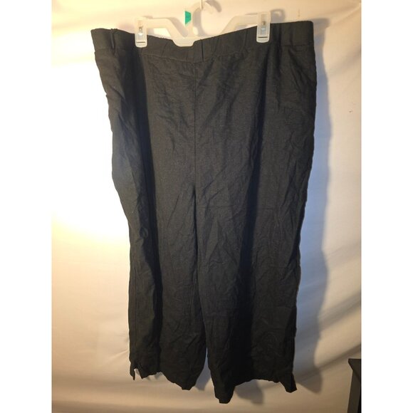 Woman Within Plus Size 26W Black Linen Blend Cropped Pants Elastic Waist Comfy - Picture 1 of 2
